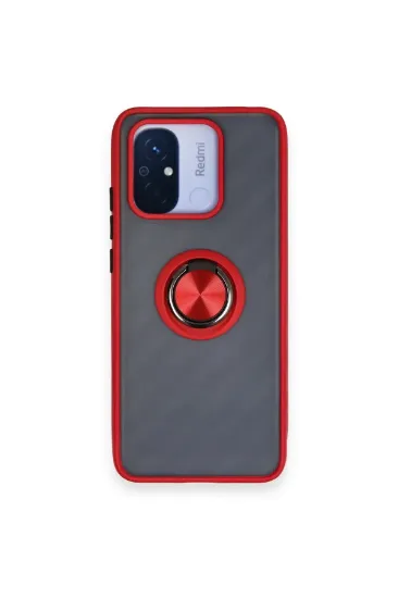 Newface Xiaomi Redmi 12C Kılıf Montreal Yüzüklü Silikon Kapak - Kırmızı resmi