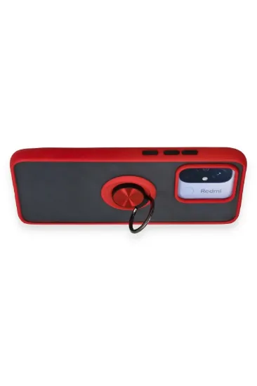Newface Xiaomi Redmi 12C Kılıf Montreal Yüzüklü Silikon Kapak - Kırmızı resmi
