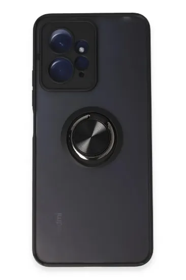 Newface Xiaomi Redmi Note 12 4G Kılıf Montreal Yüzüklü Silikon Kapak - Siyah resmi