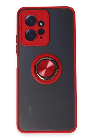 Newface Xiaomi Redmi Note 12 4G Kılıf Montreal Yüzüklü Silikon Kapak - Kırmızı resmi