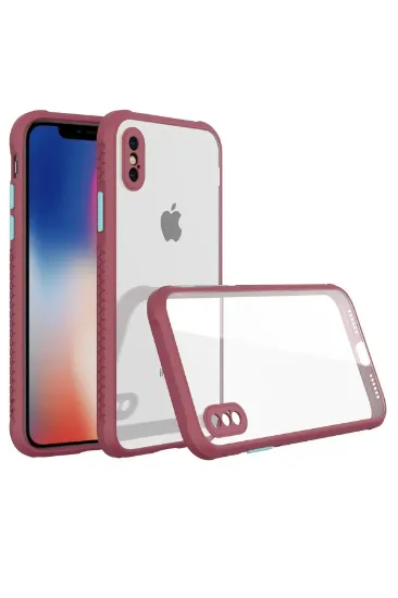 Newface iPhone XS Max Kılıf Miami Şeffaf Silikon - Fuşya resmi