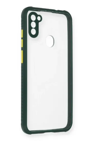 Newface Samsung Galaxy A11 Kılıf Miami Şeffaf Silikon - Koyu Yeşil resmi