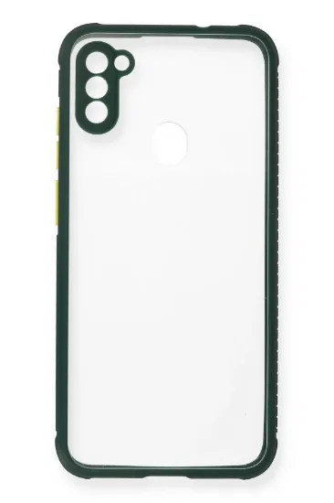Newface Samsung Galaxy A11 Kılıf Miami Şeffaf Silikon - Koyu Yeşil resmi