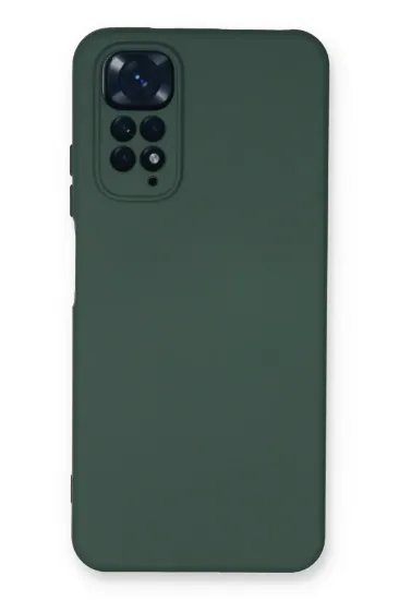 Newface Xiaomi Redmi Note 11 Kılıf Nano içi Kadife Silikon - Koyu Yeşil resmi
