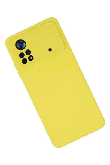 Newface Xiaomi Poco X4 Pro 5G Kılıf Nano içi Kadife Silikon - Sarı resmi