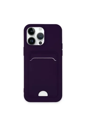Newface iPhone 14 Pro Max Kılıf Kelvin Kartvizitli Silikon - Derin Mor resmi