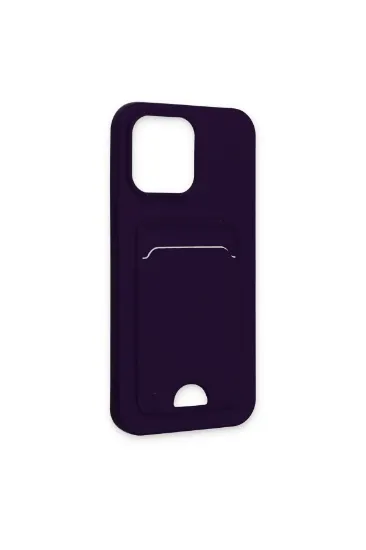 Newface iPhone 14 Pro Max Kılıf Kelvin Kartvizitli Silikon - Derin Mor resmi