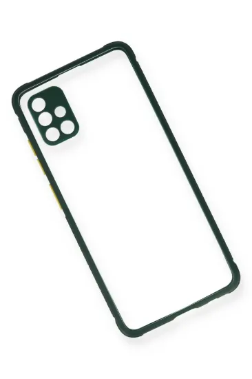 Newface Samsung Galaxy A71 Kılıf Miami Şeffaf Silikon - Koyu Yeşil resmi