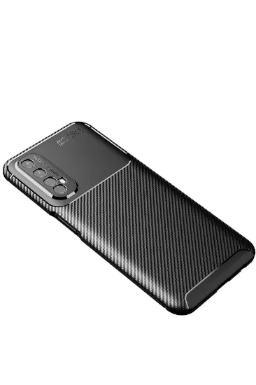 Newface Realme 7 Kılıf Auto Focus Karbon Kapak - Siyah resmi