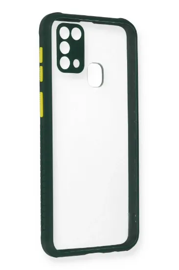 Newface Samsung Galaxy M31 Kılıf Miami Şeffaf Silikon - Koyu Yeşil resmi