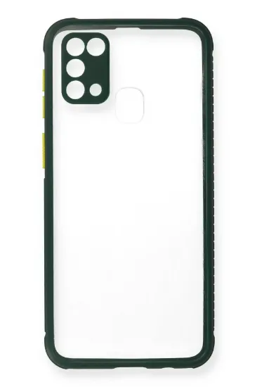 Newface Samsung Galaxy M31 Kılıf Miami Şeffaf Silikon - Koyu Yeşil resmi