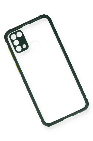 Newface Samsung Galaxy M31 Kılıf Miami Şeffaf Silikon - Koyu Yeşil resmi