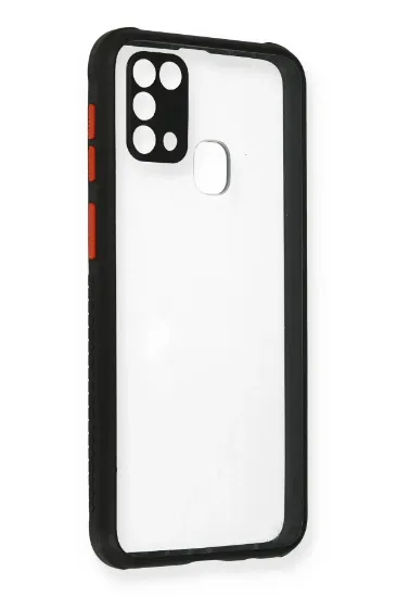Newface Samsung Galaxy M31 Kılıf Miami Şeffaf Silikon - Siyah resmi
