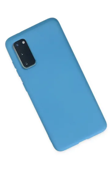 Newface Samsung Galaxy S20 Kılıf Nano içi Kadife Silikon - Mavi resmi