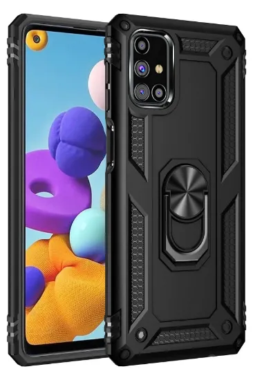 Newface Samsung Galaxy M51 Kılıf Sofya Yüzüklü Silikon Kapak - Siyah resmi
