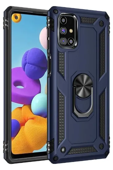 Newface Samsung Galaxy M51 Kılıf Sofya Yüzüklü Silikon Kapak - Lacivert resmi