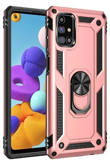 Newface Samsung Galaxy M51 Kılıf Sofya Yüzüklü Silikon Kapak - Rose resmi