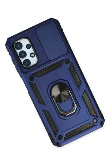 Newface Samsung Galaxy A13 4G Kılıf Pars Lens Yüzüklü Silikon - Lacivert resmi