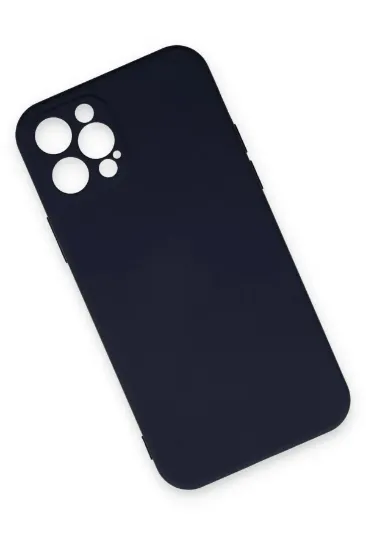 Newface iPhone 12 Pro Max Kılıf Nano içi Kadife Silikon - Lacivert resmi
