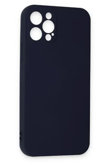 Newface iPhone 12 Pro Max Kılıf Nano içi Kadife Silikon - Lacivert resmi
