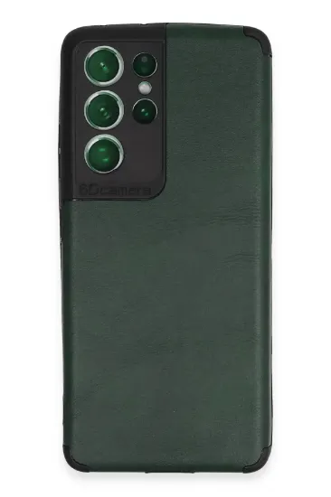 Newface Samsung Galaxy S21 Ultra Kılıf Loop Deri Silikon - Yeşil resmi