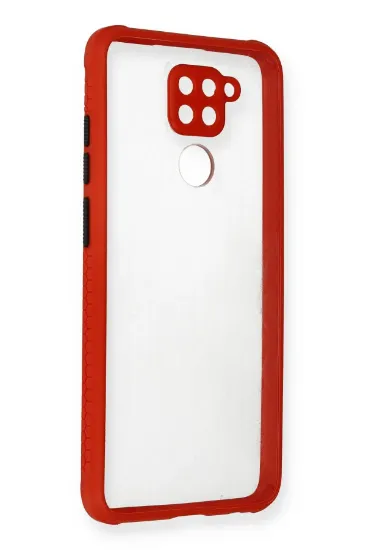 Newface Xiaomi Redmi Note 9 Kılıf Miami Şeffaf Silikon - Kırmızı resmi