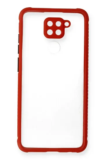 Newface Xiaomi Redmi Note 9 Kılıf Miami Şeffaf Silikon - Kırmızı resmi