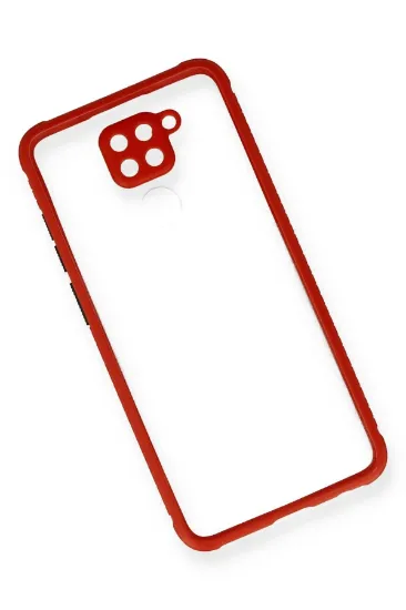 Newface Xiaomi Redmi Note 9 Kılıf Miami Şeffaf Silikon - Kırmızı resmi