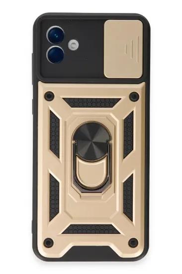 Newface Samsung Galaxy A04E Kılıf Pars Lens Yüzüklü Silikon - Gold resmi