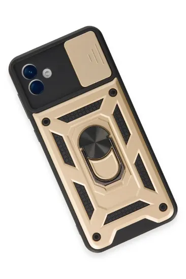 Newface Samsung Galaxy A04E Kılıf Pars Lens Yüzüklü Silikon - Gold resmi