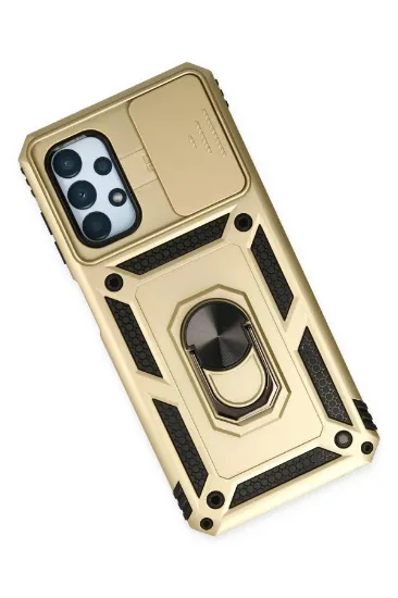 Newface Samsung Galaxy A33 5G Kılıf Pars Lens Yüzüklü Silikon - Gold resmi