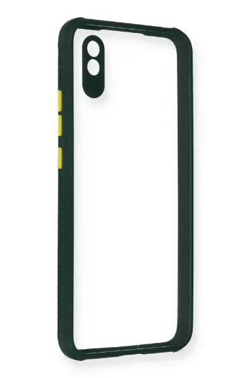 Newface Xiaomi Redmi 9A Kılıf Miami Şeffaf Silikon - Koyu Yeşil resmi