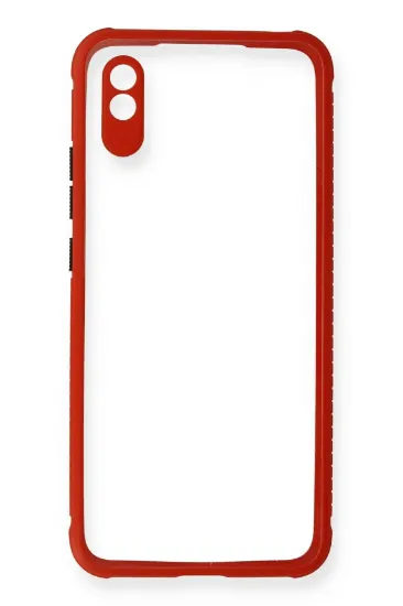 Newface Xiaomi Redmi 9A Kılıf Miami Şeffaf Silikon - Kırmızı resmi