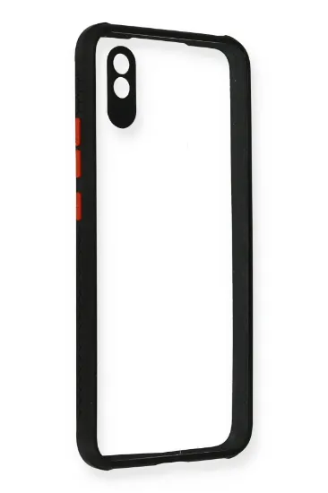 Newface Xiaomi Redmi 9A Kılıf Miami Şeffaf Silikon - Siyah resmi