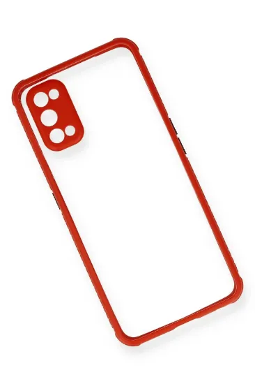 Newface Realme 7 Pro Kılıf Miami Şeffaf Silikon - Kırmızı resmi