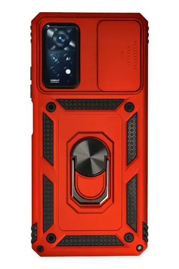 Newface Xiaomi Redmi Note 11 Pro Kılıf Pars Lens Yüzüklü Silikon - Kırmızı resmi