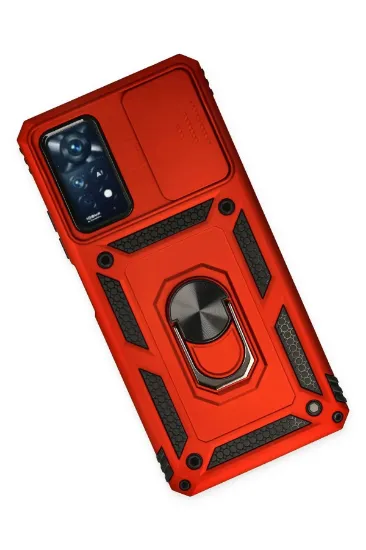 Newface Xiaomi Redmi Note 11 Pro Kılıf Pars Lens Yüzüklü Silikon - Kırmızı resmi