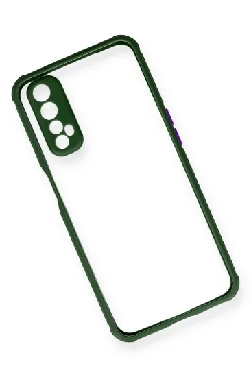 Newface Realme 7 Kılıf Miami Şeffaf Silikon - Koyu Yeşil resmi