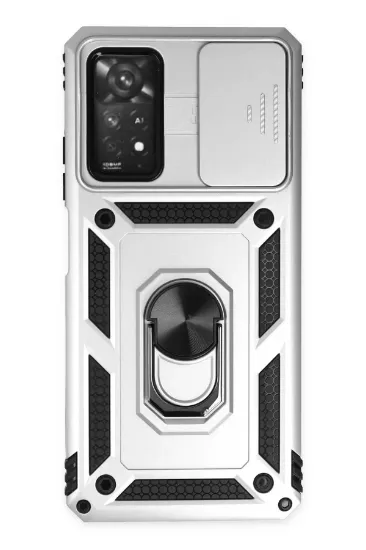 Newface Xiaomi Redmi Note 11 Pro Kılıf Pars Lens Yüzüklü Silikon - Gümüş resmi
