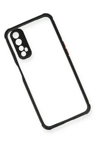 Newface Realme 7 Kılıf Miami Şeffaf Silikon - Siyah resmi