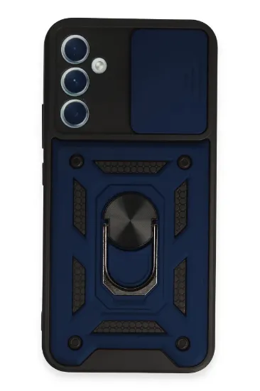 Newface Samsung Galaxy A34 5G Kılıf Pars Lens Yüzüklü Silikon - Lacivert resmi