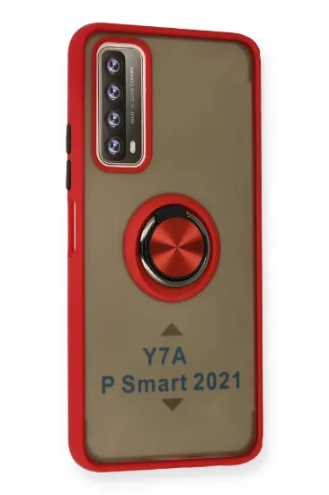 Newface Huawei P Smart 2021 Kılıf Montreal Yüzüklü Silikon Kapak - Kırmızı resmi