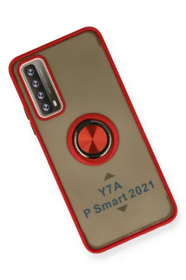 Newface Huawei P Smart 2021 Kılıf Montreal Yüzüklü Silikon Kapak - Kırmızı resmi