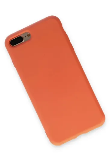 Newface iPhone 7 Plus Kılıf Nano içi Kadife Silikon - Turuncu resmi