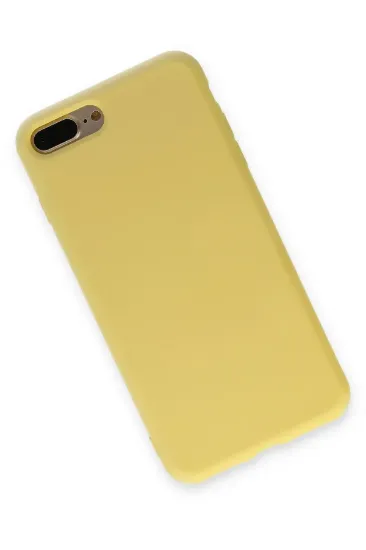 Newface iPhone 7 Plus Kılıf Nano içi Kadife Silikon - Sarı resmi