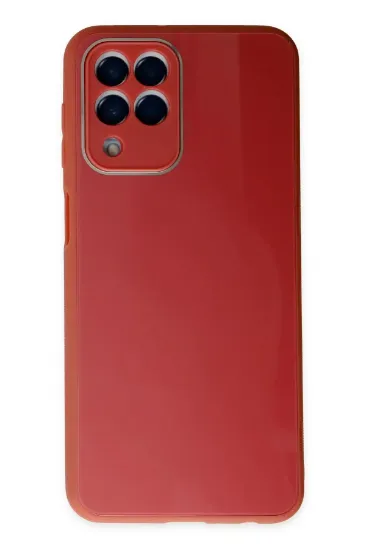 Newface Samsung Galaxy M33 Kılıf Glass Kapak - Bordo resmi