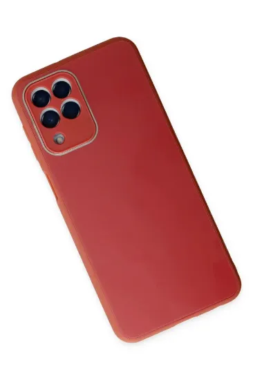 Newface Samsung Galaxy M33 Kılıf Glass Kapak - Bordo resmi