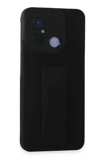 Newface Xiaomi Redmi 12C Kılıf Mega Standlı Silikon - Siyah resmi