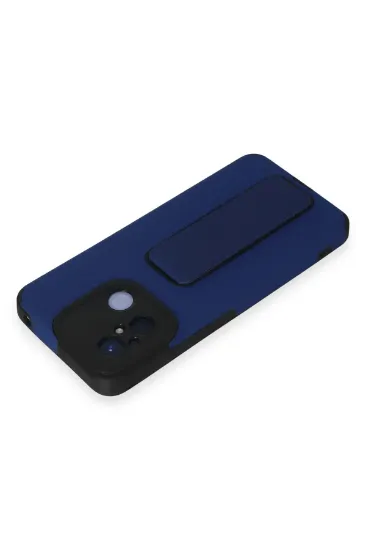 Newface Xiaomi Redmi 12C Kılıf Mega Standlı Silikon - Mavi resmi
