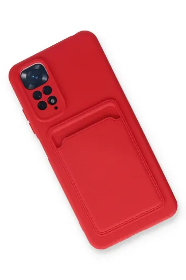 Newface Xiaomi Redmi Note 11S Kılıf Kelvin Kartvizitli Silikon - Kırmızı resmi